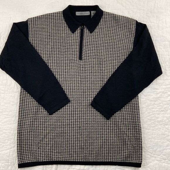 Vintage Le Collezioni 100% Merino Wool Quarter Zip Collared Sweater size Medium - Picture 1 of 7
